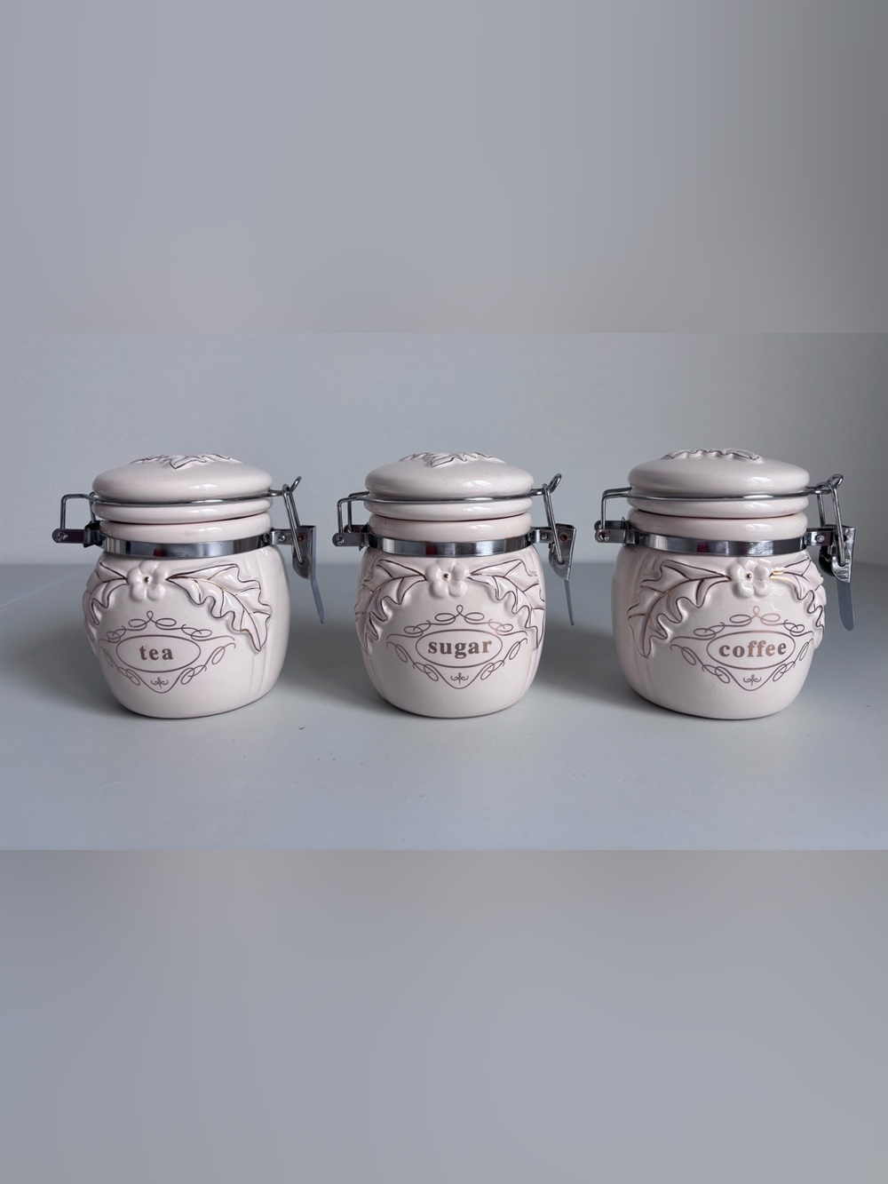 Ceramic Tea, Sugar & Coffee Canister Set - Small